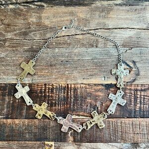 Silver Cross (7) Necklace hammered